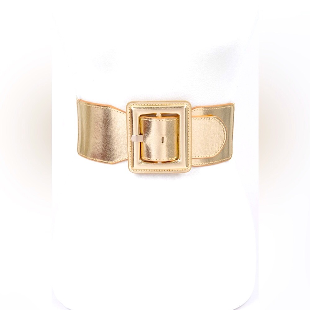 Satin Metallic Elastic Waist Statement Belt
